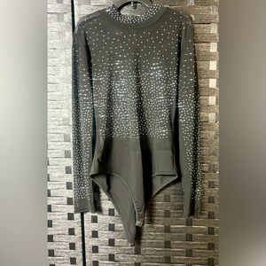 Sheer Rhinestone Body Suit - Large